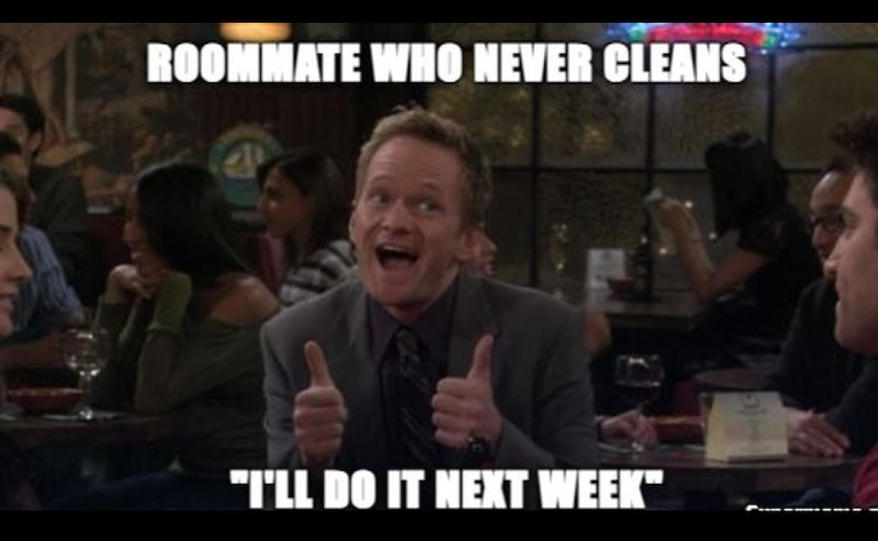 ROOMMATE WHO NEVER CLEANS "I'LL DO IT NEXT WEEK"