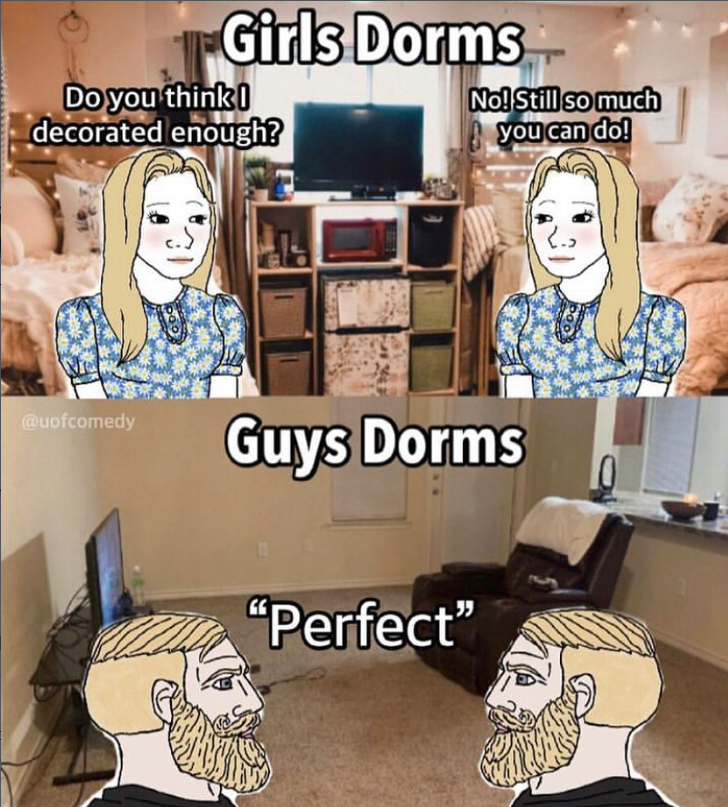 Girls Dorms Do you think! decorated enough? @uofcomedy No! Still so much you can do! Guys Dorms "Perfect"