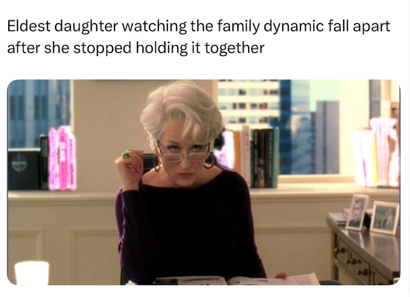 Eldest daughter watching the family dynamic fall apart after she stopped holding it together