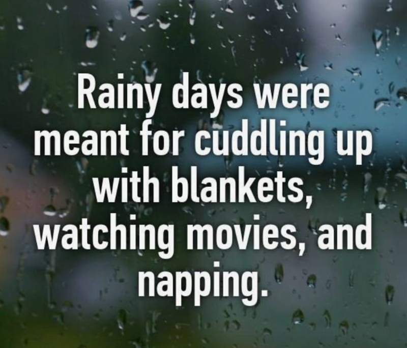 Rainy days were meant for cuddling up with blankets, watching movies, and napping.