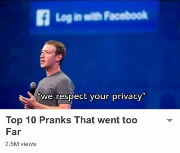 Log in with Facebook "we respect your privacy" Top 10 Pranks That went too Far 2.6M views