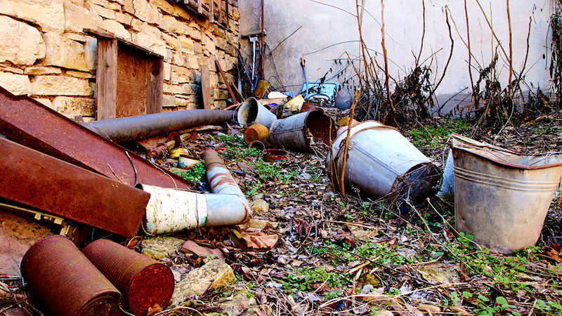 Old junk in a backyard.