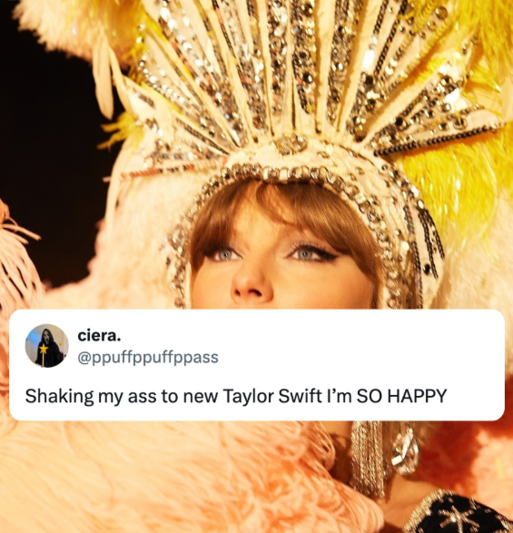 ciera. @ppuffppuffppass Shaking my a** to new Taylor Swift I'm SO HAPPY