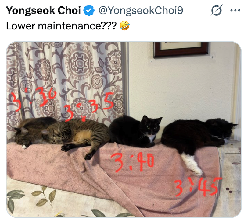 Yongseok Choi @YongseokChoi9 ... Lower maintenance??? 3:40