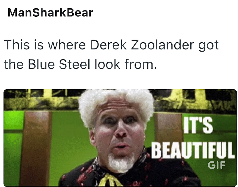 ManSharkBear This is where Derek Zoolander got the Blue Steel look from. IT'S BEAUTIFUL GIF