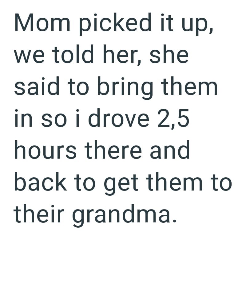 Mom picked it up, we told her, she said to bring them in so i drove 2,5 hours there and back to get them to their grandma.