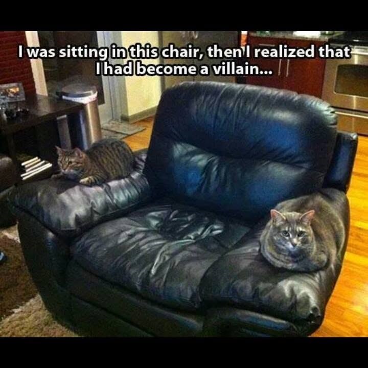 I was sitting in this chair, then I realized that I had become a villain... |