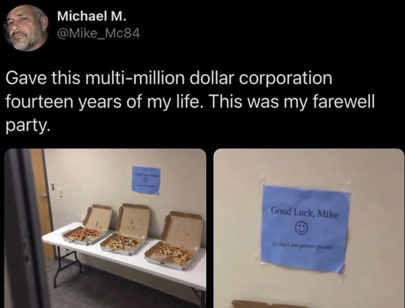 Michael M. @Mike_Mc84 Gave this multi-million dollar corporation fourteen years of my life. This was my farewell party. in Ma Good Luck, Mike