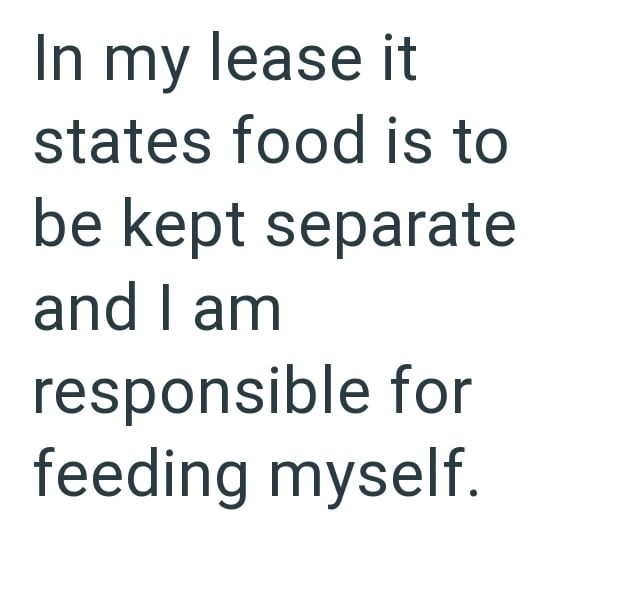 In my lease it states food is to be kept separate and I am responsible for feeding myself.