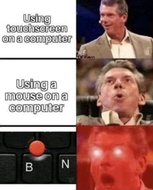 Using touchscreen on a computer Using a mouse on a computer B N