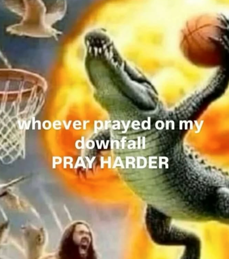 whoever prayed on my downfall PRAY HARDER