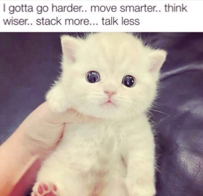 I gotta go harder.. move smarter.. think wiser.. stack more... talk less