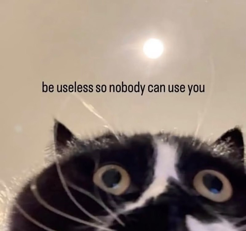 be useless so nobody can use you