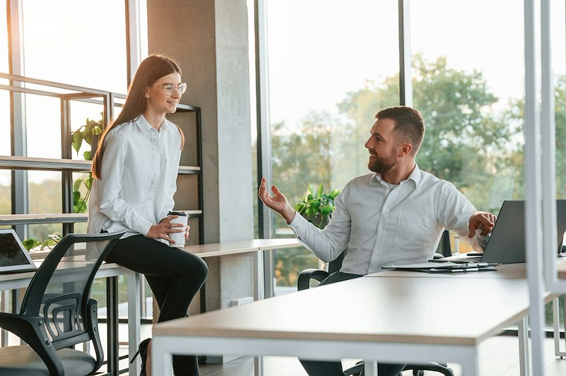 Manager talks with an employee.