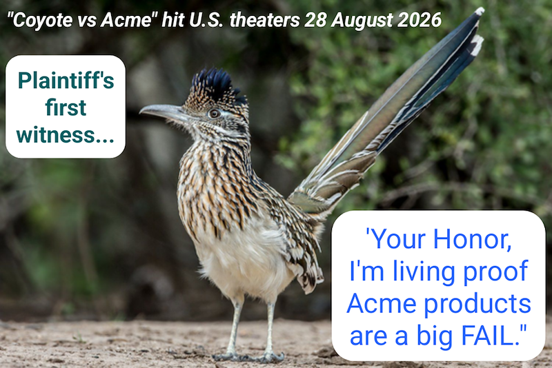 "Coyote vs Acme" hit U.S. theaters 28 August 2026 Plaintiff's first witness... 'Your Honor, I'm living proof Acme products are a big FAIL."