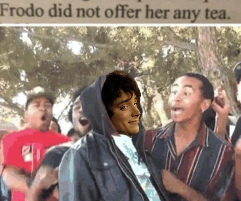 Frodo did not offer her any tea.