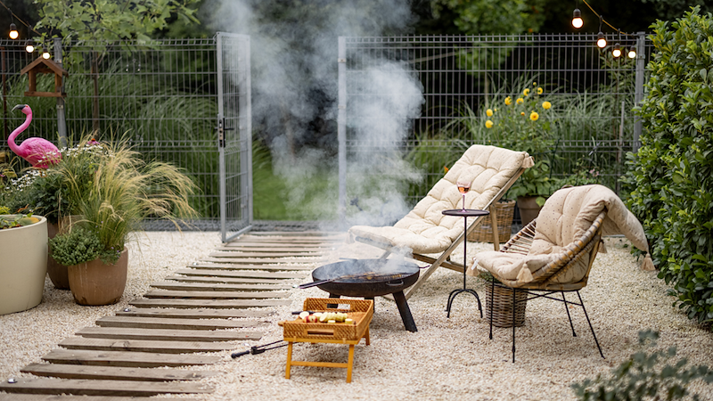 Chairs and Barbecue in the Backyard