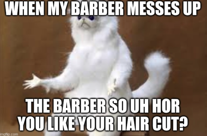 WHEN MY BARBER MESSES UP imgflip.com THE BARBER SO UH HOR YOU LIKE YOUR HAIR CUT?