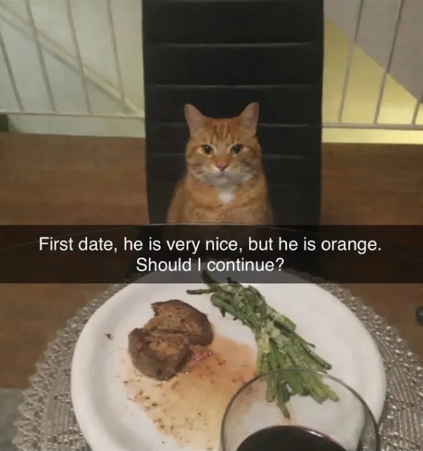 First date, he is very nice, but he is orange. Should I continue?