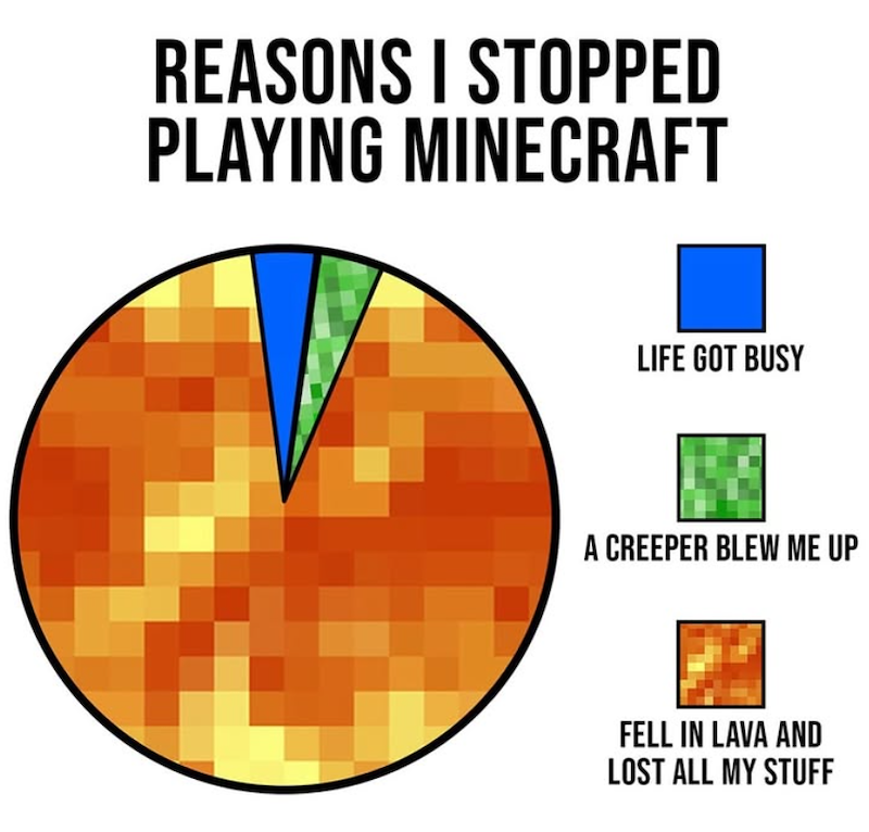 REASONS I STOPPED PLAYING MINECRAFT LIFE GOT BUSY A CREEPER BLEW ME UP FELL IN LAVA AND LOST ALL MY STUFF