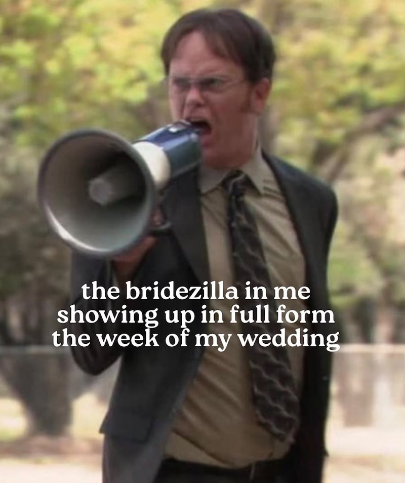 the bridezilla in me showing up in full form the week of my wedding
