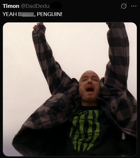 Timon @DadDedu YEAH B, PENGUIN!
