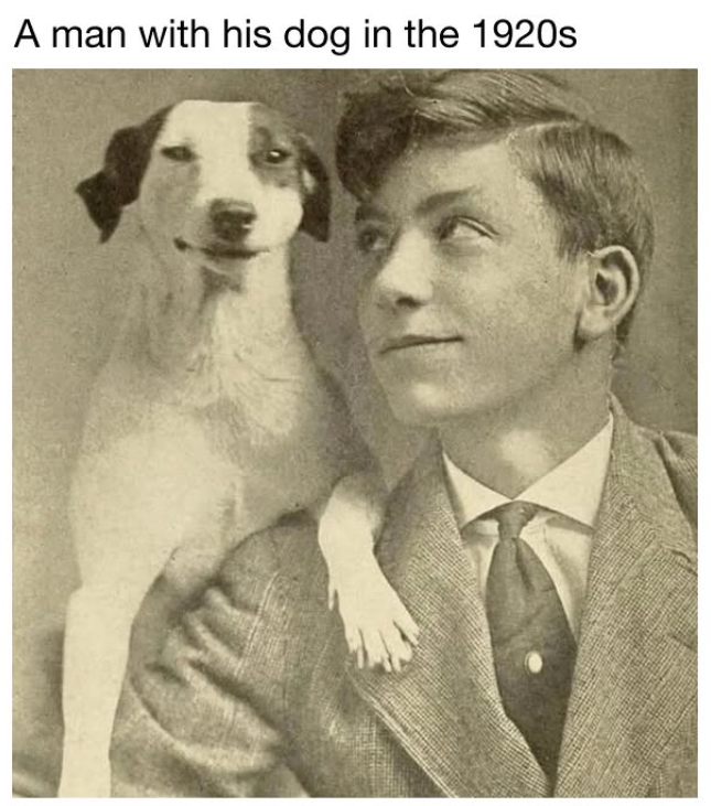 A man with his dog in the 1920s