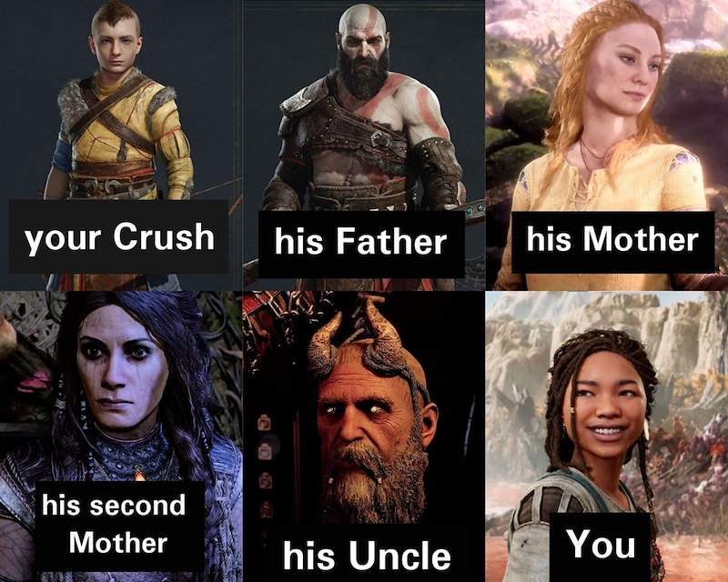 your Crush his Father his Mother his second Mother his Uncle You