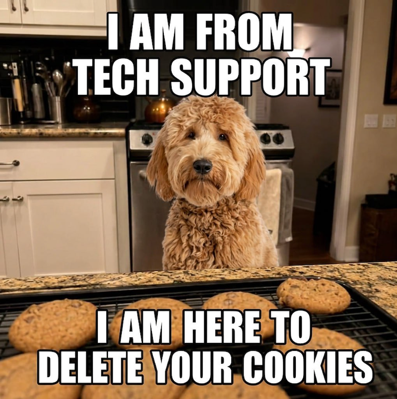 I AM FROM TECH SUPPORT I AM HERE TO DELETE YOUR COOKIES