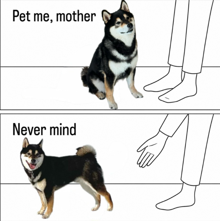 Pet me, mother Never mind