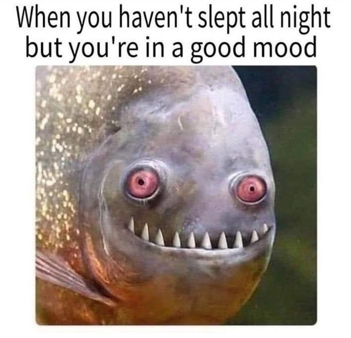 When you haven't slept all night but you're in a good mood.