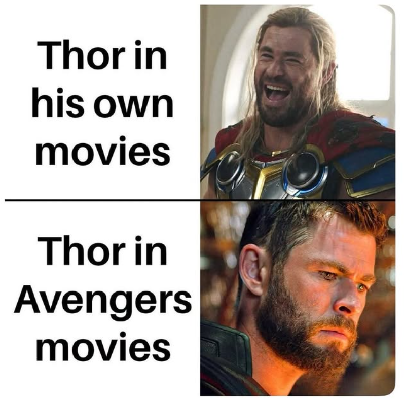 Thor in his own movies Thor in Avengers movies