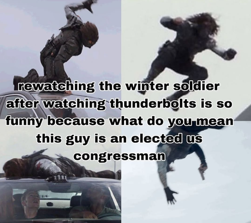 rewatching the winter soldier after watching thunderbolts is so funny because what do you mean this guy is an elected us congressman