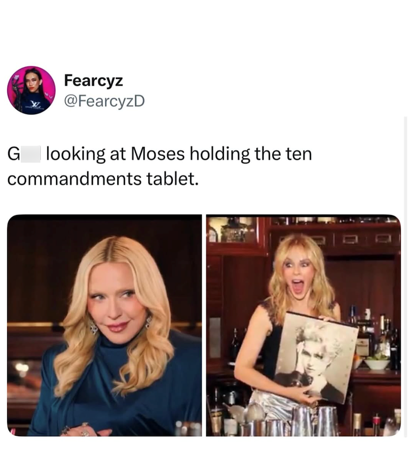 Fearcyz @FearcyzD G looking at Moses holding the ten commandments tablet.