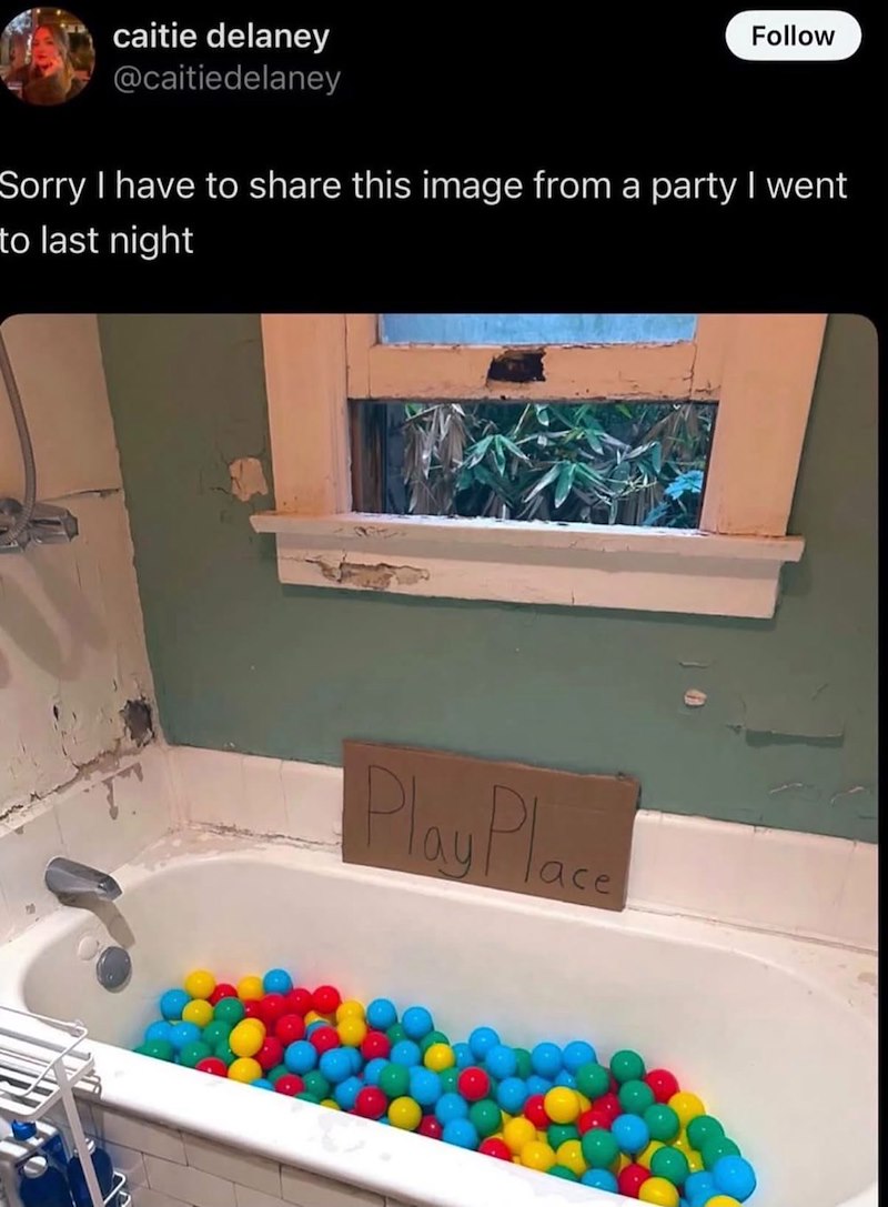 caitie delaney @caitiedelaney Follow Sorry I have to share this image from a party I went to last night Play Place