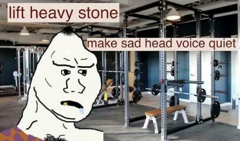 lift heavy stone make sad head voice quiet