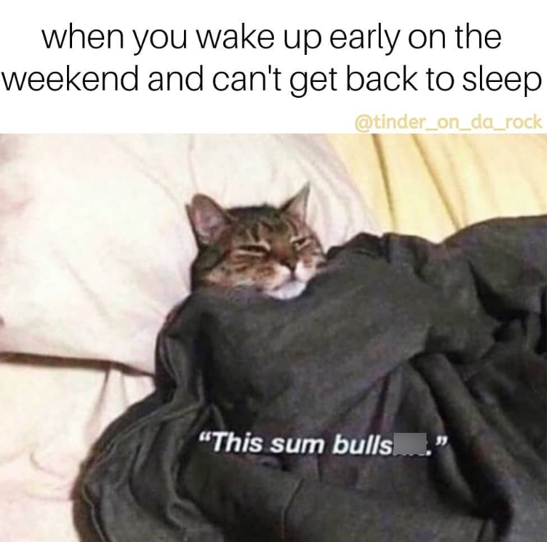 when you wake up early on the weekend and can't get back to sleep @tinder_on_da_rock "This sum bulls