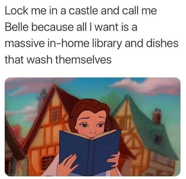 Lock me in a castle and call me Belle because all I want is a massive in-home library and dishes that wash themselves