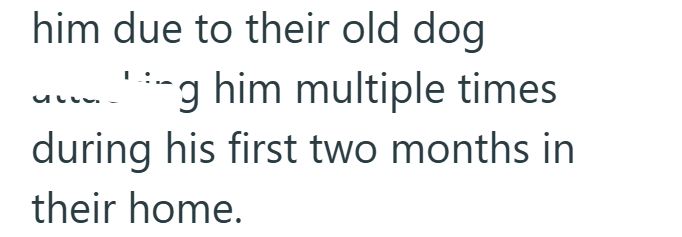 him due to their old dog 'g him multiple times during his first two months in their home.