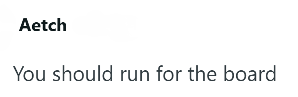 Aetch You should run for the board