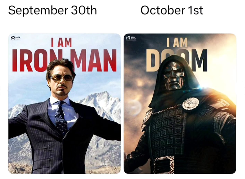 September 30th I AM 22 October 1st I AM IRON MAN DAM 回