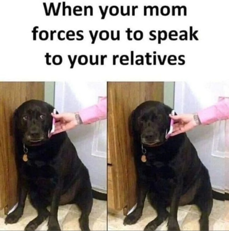 When your mom forces you to speak to your relatives