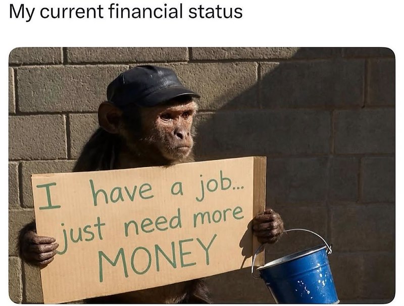 My current financial status I have a job... just need more MONEY