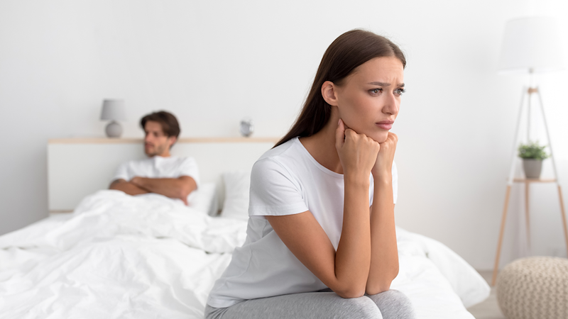 Upset woman and angry man.
