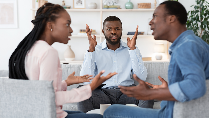 Adults arguing. 