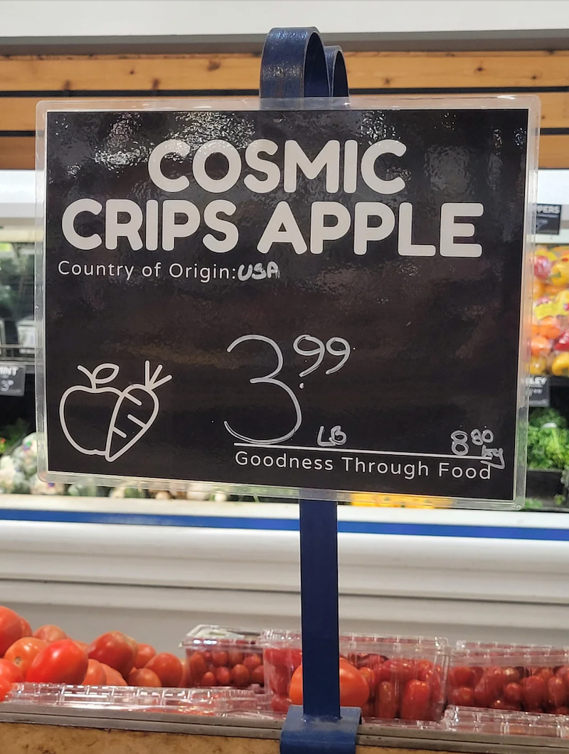 MINT COSMIC CRIPS APPLE Country of Origin: USA 3999 PERS 880 Goodness Through Food