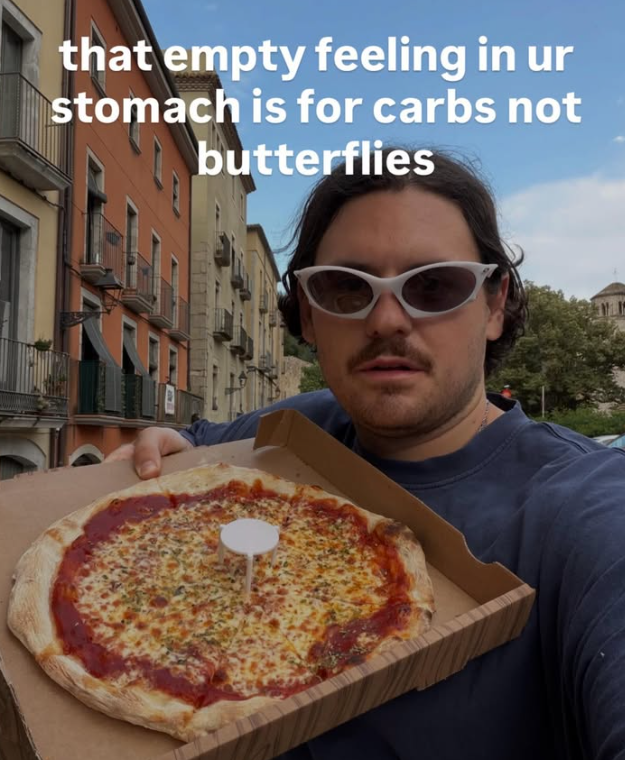 that empty feeling in ur stomach is for carbs not butterflies