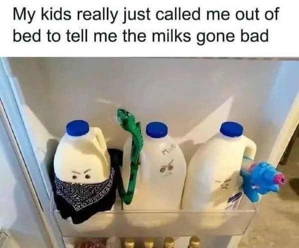 My kids really just called me out of bed to tell me the milks gone bad H