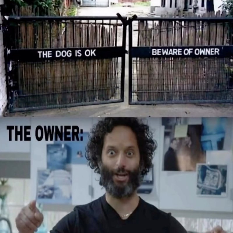 THE DOG IS OK BEWARE OF OWNER THE OWNER: