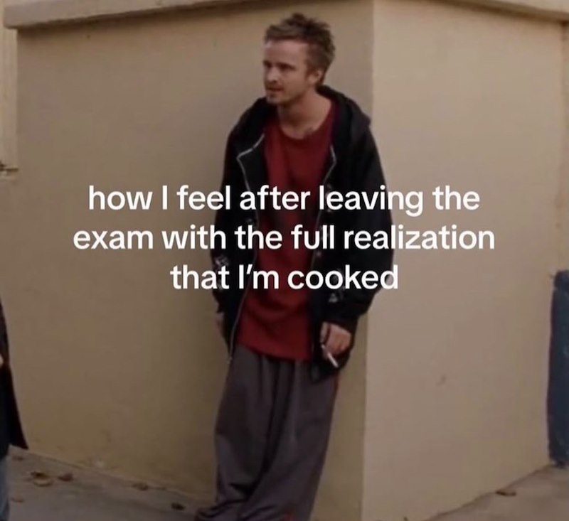 how I feel after leaving the exam with the full realization that I'm cooked